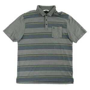 Travis Mathew Mens Golf Polo Shirt XL Grey Blue Striped